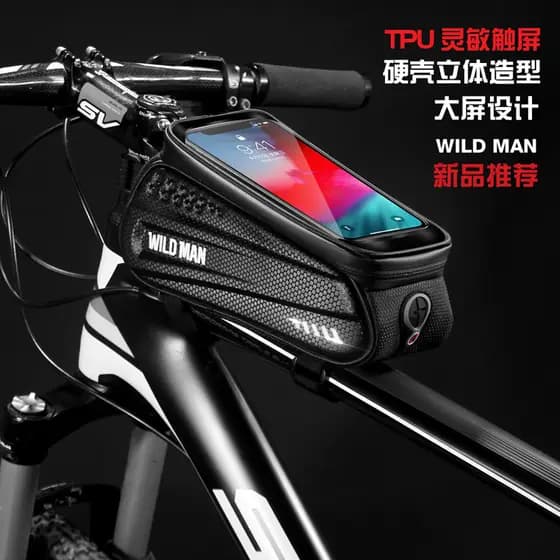Bolsa de bicicleta de casca dura, tela sensível ao toque para celular, bolsa de Mountain Bike, feixe frontal à prova d'á