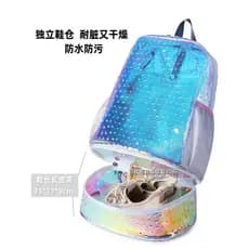 Transparente transparente natação ginásio saco feminino seco molhado separação dupla utilização mochila chave corpo equi