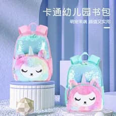 Crianças do jardim de infância unicórnio de pelúcia pequena mochila 3D leve à prova dwaterproof água meninas lantejoulas