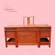 Mesa de escritório de jacarandá birmanês conjunto de duas peças grande fruta vermelho sândalo chefe mesa com chapéu ofic