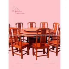 Grande fruta vermelho sândalo mesa de jantar redonda conjunto de doze peças jacarandá 160cm mesa de jantar estilo chinês