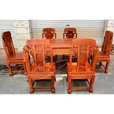 Mesa de jantar de jacarandá birmanês, frutas grandes, sândalo vermelho, auspicioso, mesa de jantar da sorte, conjunto de