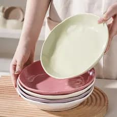 Prato estilo creme doméstico prato profundo prato de cerâmica criativo talheres prato de café da manhã High-End macarrão