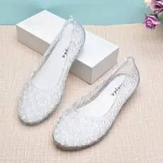Sandálias femininas de verão planas de sola macia de plástico antiderrapante oco buraco sandálias femininas sapatos de m