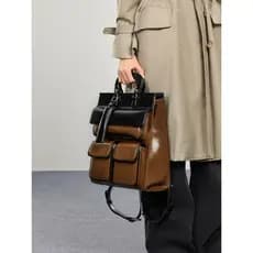 High-End nicho mochila saco de escola feminino 2026 novo estilo de couro de grande capacidade mochila de computador trab