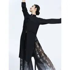 Traje de dança clássica de dança chinesa tradicional estilo étnico dança moderna camisa de comprimento médio traje de pr