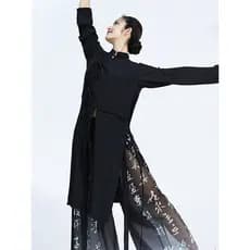 Traje de dança clássica de dança chinesa estilo étnico tradicional dança moderna camisa de comprimento médio traje de pr