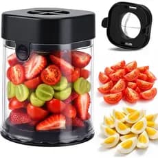 Cortador de Frutas Hendiy, Cortador de Morangos e Uvas com Lâminas de Aço Inoxidável, Cortador de Ovos, Utensílios de Co