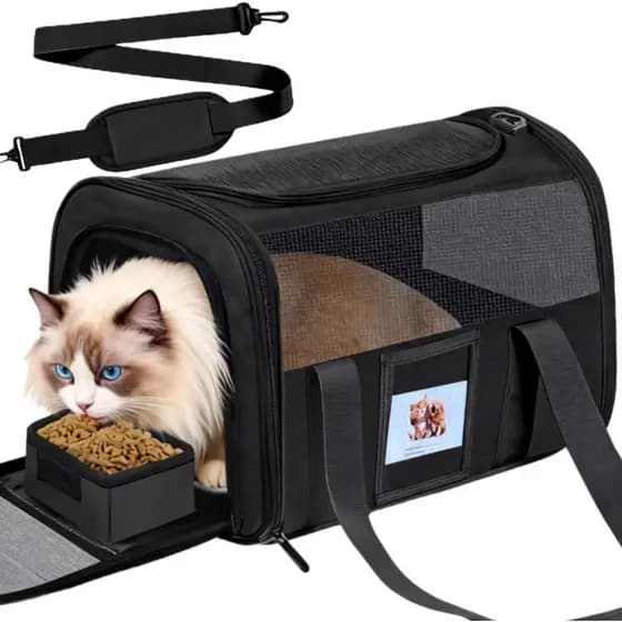 Bolsa de Transporte Macia para Gatos e Animais de Estimação de até 15 lbs, Aprovada pela TSA para Uso na Cabine de Avião