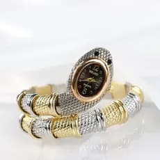 Relógio de pulso em formato de cobra para mulheres, relógio de pulseira elegante e único, relógio de quartzo criativo em
