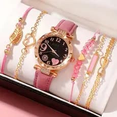 Novo conjunto de relógios femininos com mostrador cravejado de diamantes, pulseira de couro, relógio de quartzo e pulsei