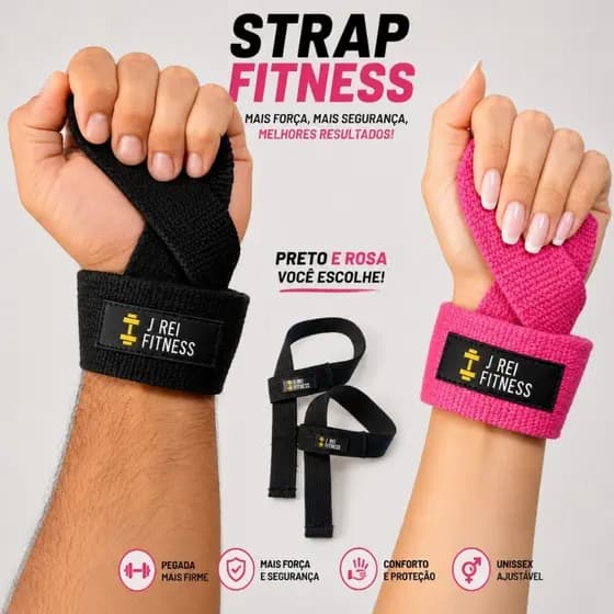 Strap Academia Antiderrapante Par para Levantamento de Peso Barra Crossfit Musculação com Apoio de Punho Unissex