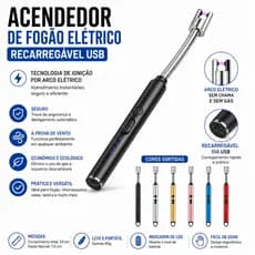 Acendedor Elétrico Recarregável USB Plasma para Fogão Churrasqueira Velas Sem Gás À Prova de Vento