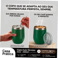 Copo Térmico  Inox 360ml com Tampa Antivazamento Parede Dupla a Vácuo Verde