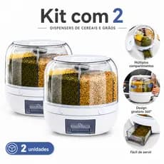 Kit 2 Dispenser Giratório P/ Cereais Grãos Alimentos 6 Divisórias 23cm
