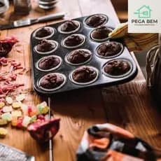 Forma Cupcake 12 e 6 Cavidades Antiaderente Teflon Pão de Queijo Empada Muffins Assadeira