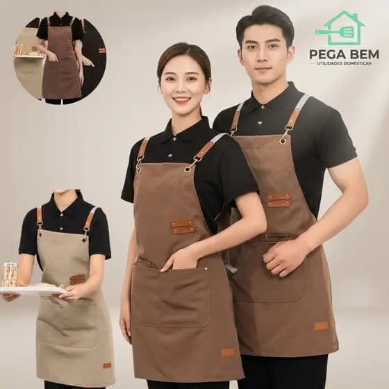 Avental Unissex Cozinha Profissional Dois Bolsos Frontal Ajustável WL-2628