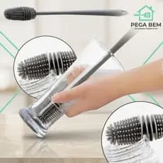 Escova De Silicone Para Lavar Garrafa Mamadeira Copo Taça Ou Banheiro 33cm Em Casa Cozinha Limpeza Multiuso