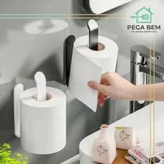 Porta Papel Higiênico Simples Suporte Parede Armário Banheiro sem perfuração Autoadesivo