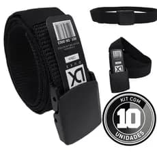 10 cintos Preto largo masculino nylon fivela de plástico