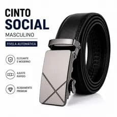 Cinto Social Masculino Fivela Automática Couro Sintético