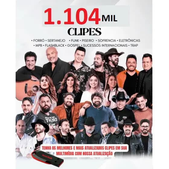 Pen drive atualizado 2026 | são 1.104 Clipes MP4 | 8GB | As Mais Tocadas | Som Automotivo