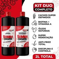 Kit shampoo 1lt+ condicionador 1lt da Bomba cachos  e definição e volumizador