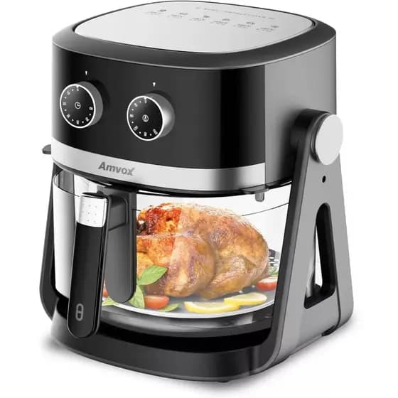 Air Fryer fritadeira elétrica S Óleo que vira fogão 5L Amvox ARF 1150 1500W 2 em 1 - Cesto de Vidro