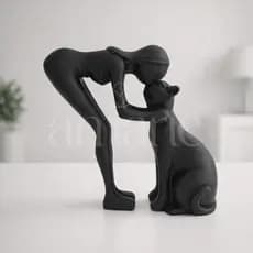 Escultura Decorativa Mulher e Gato 3D  | Arte Moderna Minimalista | Amor e Conexão | Decoração Sala Quarto Escritório