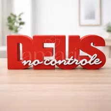 Deus no Controle Decorativo 3D | Palavra de Fé Cristã | Enfeite Moderno para Sala, Quarto e Escritório