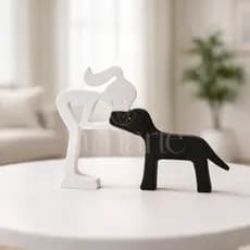 Escultura Decorativa Mulher e Cachorro | Amor Pet | Impressão 3D | Estilo Moderno e Minimalista