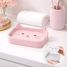 Saboneteira Gato | Porta Sabonete Criativo com Drenagem | Saboneteira Fofa e Minimalista | Decoração de Banheiro