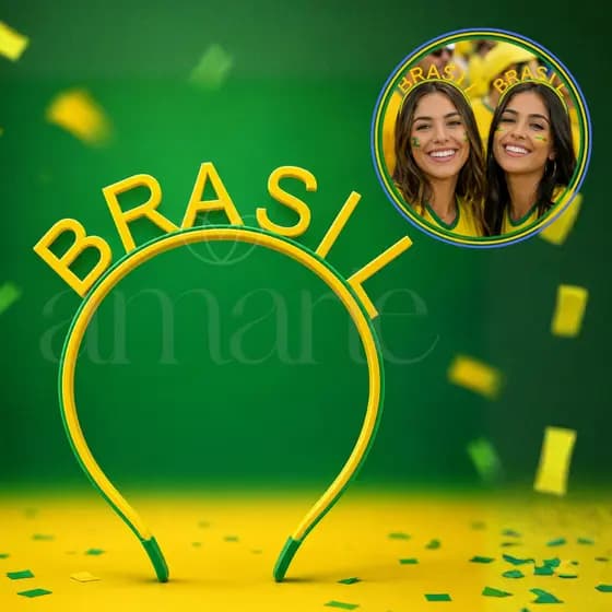 Tiara Brasil Copa do Mundo 2026 Verde e Amarela | Acessório Torcedora Futebol e Jogos da Seleção Brasileira