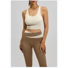 Conjunto De Ioga Com Controle De Barriga E Cintura Alta Bloco Colorido , Roupa De fitness Justa Para Mulheres
