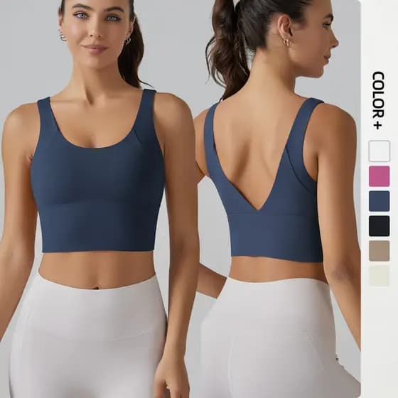 Sutiã Esportivo Sem Costura Nas Costas Em Forma De V , Corrida Apertada E Alta Elasticidade , Fitness Top De Ioga