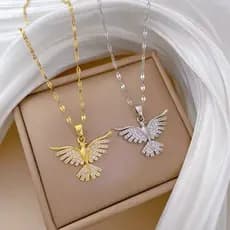 Colar Luxuoso De Aço Inoxidável Phoenix Pingente Design Elegante Para Mulheres