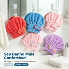 Touca de Banho Microfibra Super Absorvente Secagem Rápida para Cabelo Femi