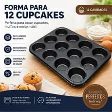 1/2/3/4 Forma Para Cupcake Bolinhos Pão de Mel E Queijo 12 Cavidades Antiaderente Grande