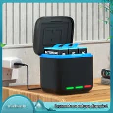Carregador De Bateria De 3 Canais Com Cabo Tipo C Estação De Carregamento Rápido Para GoPro Go Pro Hero 8/7/6/5