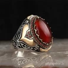 Trendy Handmade Médio Oriente Árabe Turco Signet Anéis Para Homens Ancient Silver Color Red Garnet Stone Flame Ring