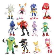 12Pcs/Set 6cm Anime Game Sonic O Porco Espinho Dr . Eggman Miles Prower Caudas Amy Rose Metal Q Versão Figuras De Ação E