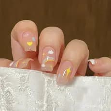 24P Fofo Arco-Íris Infantil Bonito Arte De Unha Cobertura Completa Unhas Falsas Artificiais Usando Reutilizáveis