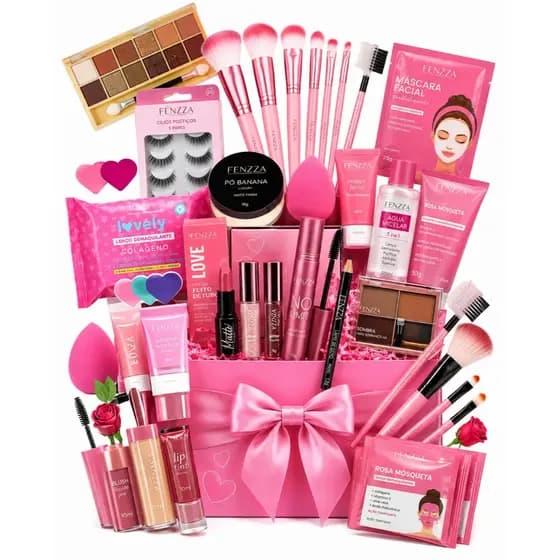 KIT GLOW UP 16 ITENS Maquiagem Completa Pó Banana Pincéis Esponjas Feminino