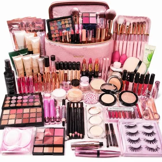 KIT GLOW UP PREMIUM 20 ITENS Maquiagem Completa Com Necessaire Pincéis Gloss Esponjas Feminino