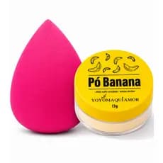 Kit Esponja Pó Facial Banana Acabamento Aveludado e Maquiagem Perfeita
