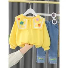 Meninas terno outono moda roupas de bebê crianças influenciador terno de duas peças na moda crianças roupas de um ano de