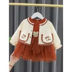 Meninas vestido de outono 2025 novo estilo elegante 4 crianças vestido de princesa de manga comprida terno 1 ano de idad
