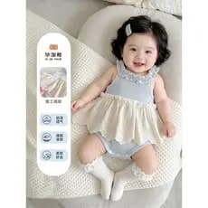 Roupas de bebê verão novo estilo renda macacão de uma peça estilo fino estilo ocidental estilingue roupas de bebê pequen