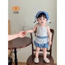 Meninas terno meninas terno verão camiseta roupas de bebê flor Bud calças 2025 crianças bebê menina estilingue Shorts be