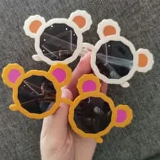 Crianças moda óculos de sol dos desenhos animados bonito urso amarelo fosco textura quadro meninos meninas óculos de sol